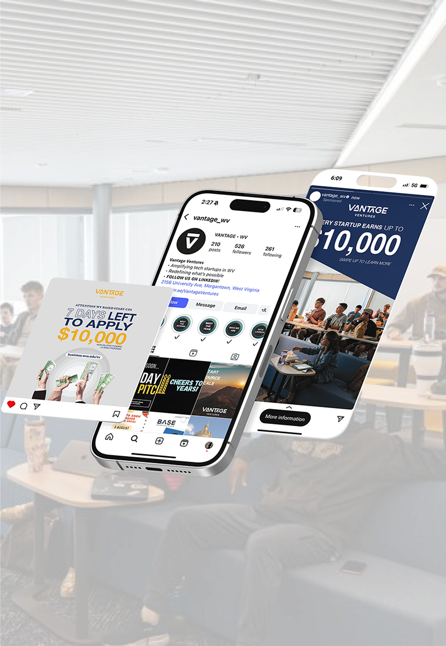 iPhone showcasing an Instagram with two sample works