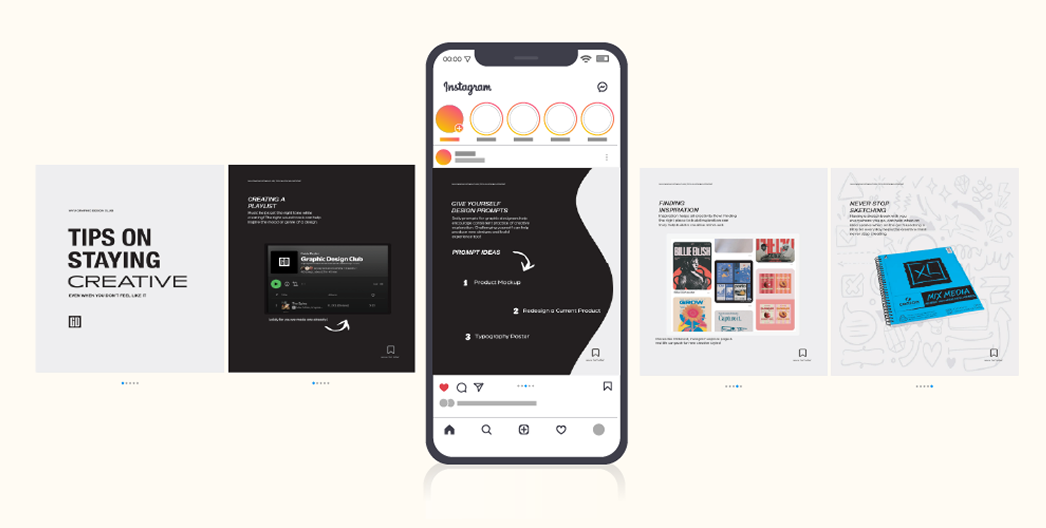 iPhone showing a carousel for the Instagram application