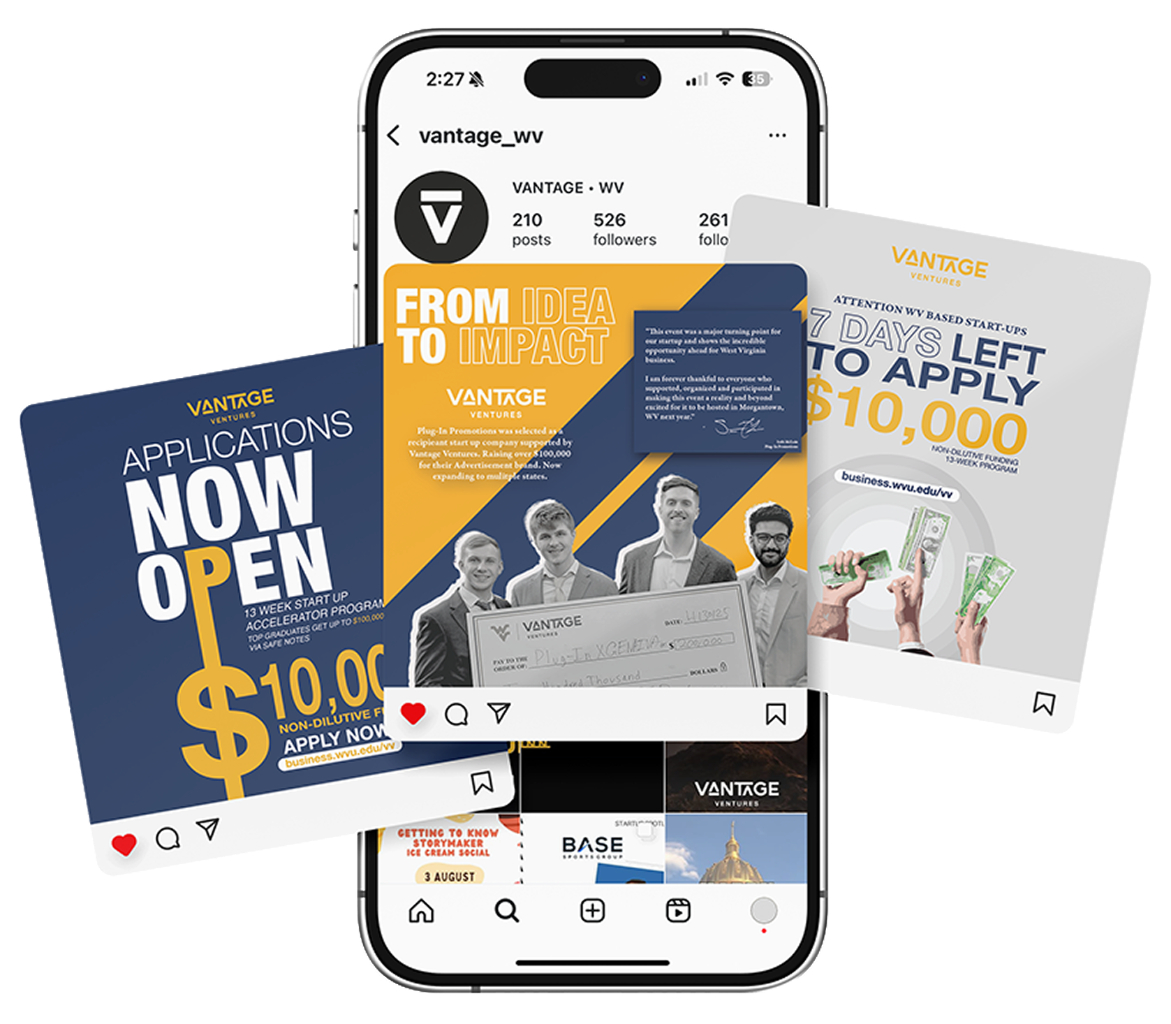 3 mockup instagram posts showing from an iPhone