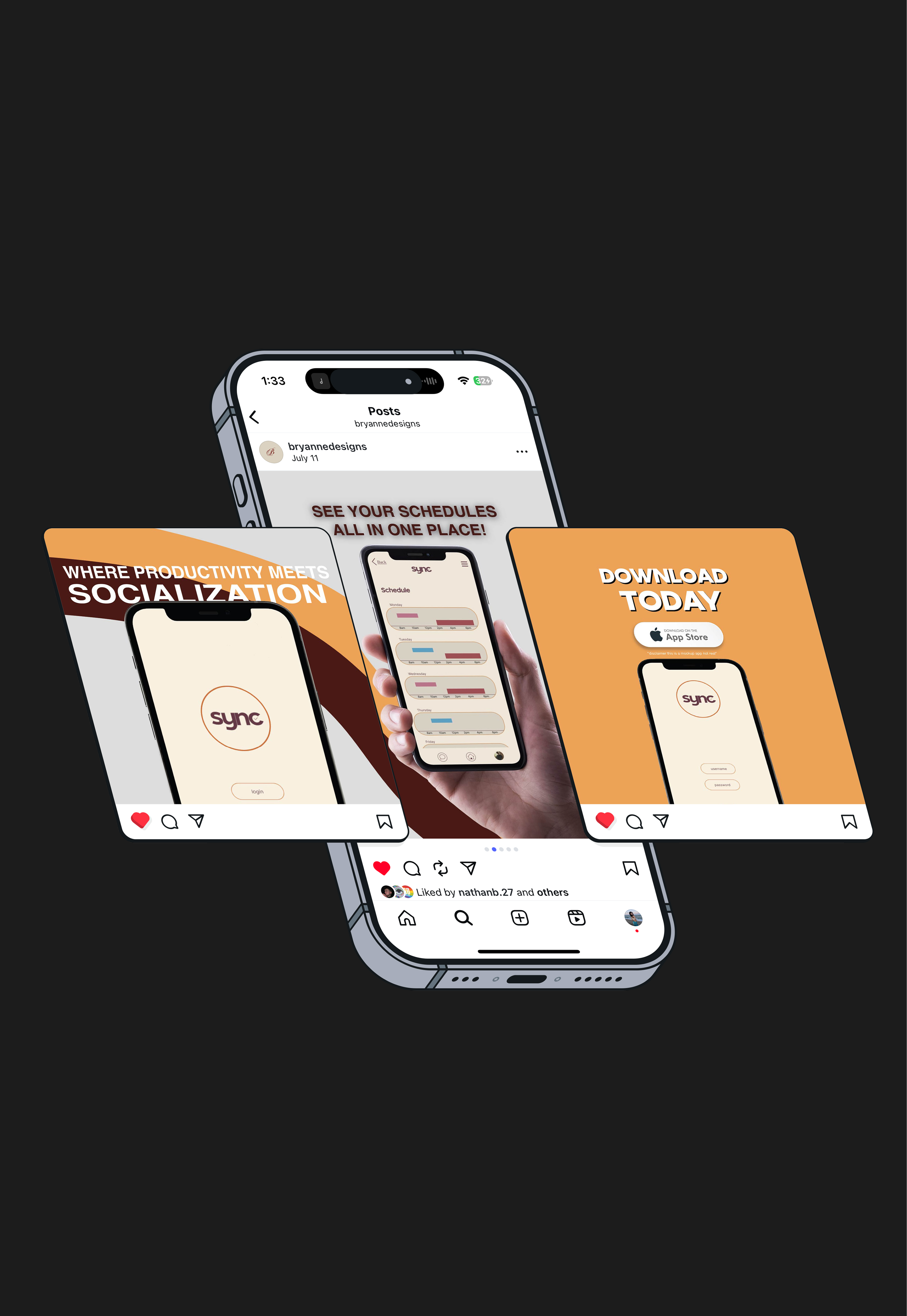 iPhone mockup showcasing an application within Instagram post