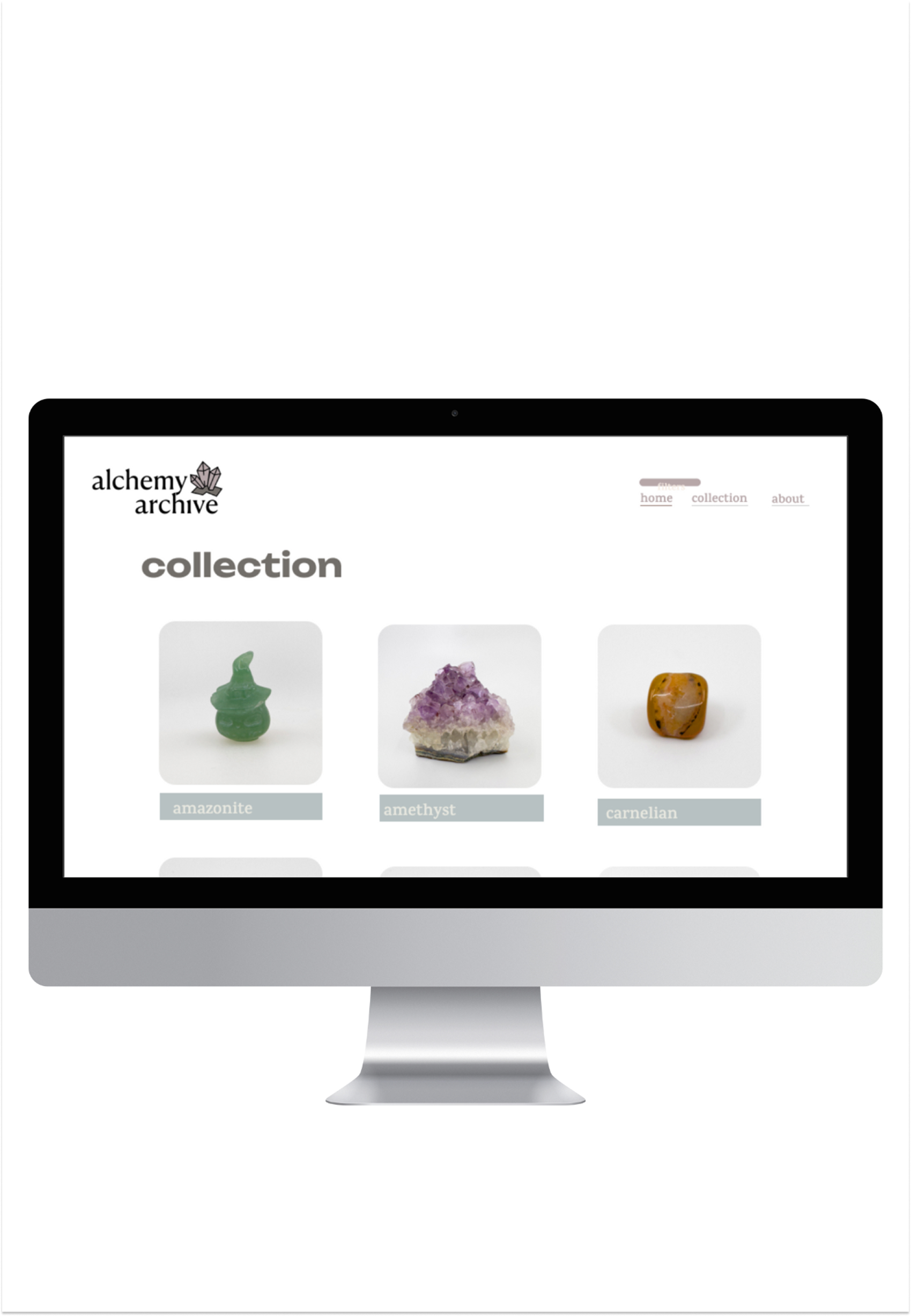 iMac displaying the collections page of this webside